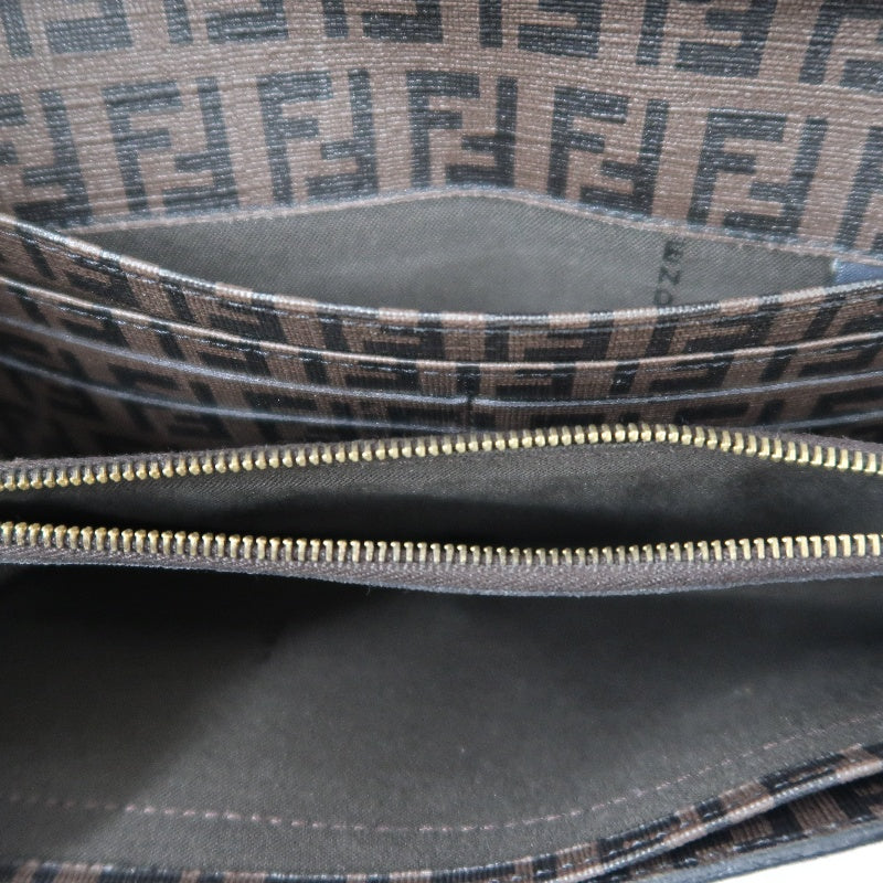 FENDI Zucca Long Wallet, Brown PVC, Gold Hardware