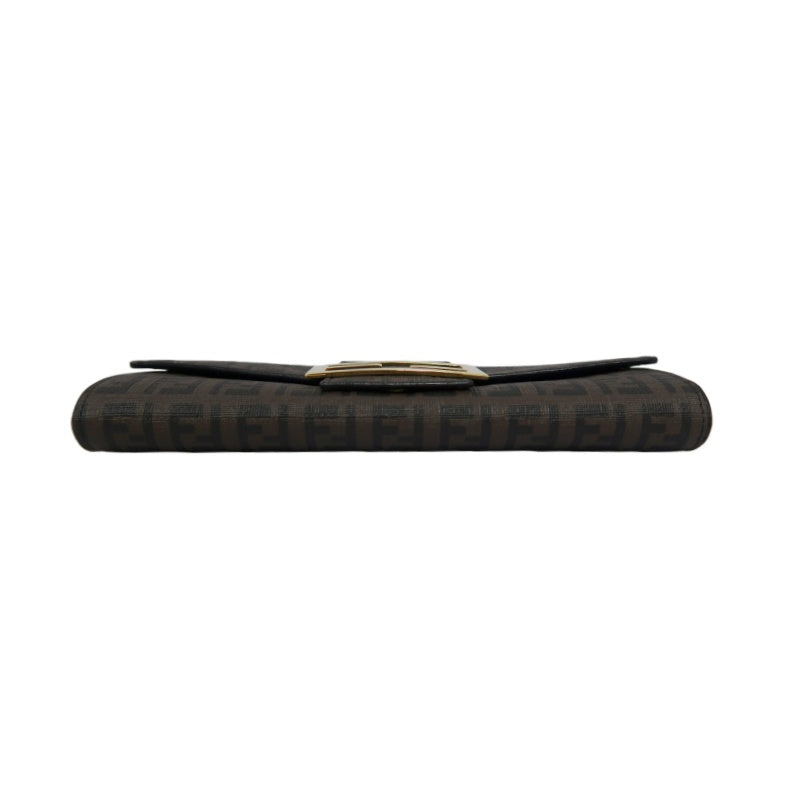 FENDI Zucca Long Wallet, Brown PVC, Gold Hardware