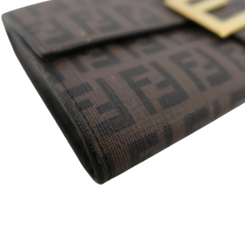 FENDI Zucca Long Wallet, Brown PVC, Gold Hardware