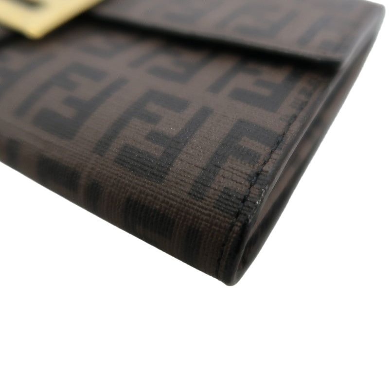 FENDI Zucca Long Wallet, Brown PVC, Gold Hardware