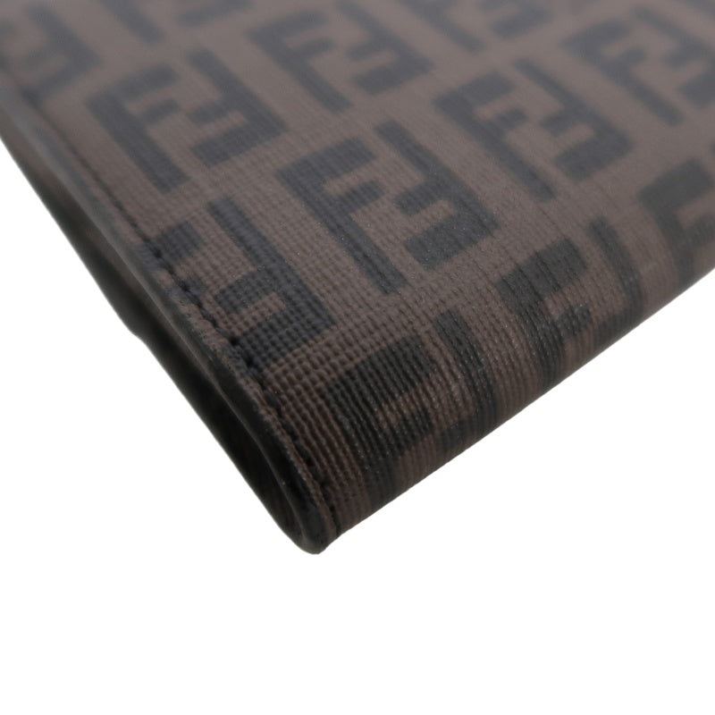 FENDI Zucca Long Wallet, Brown PVC, Gold Hardware