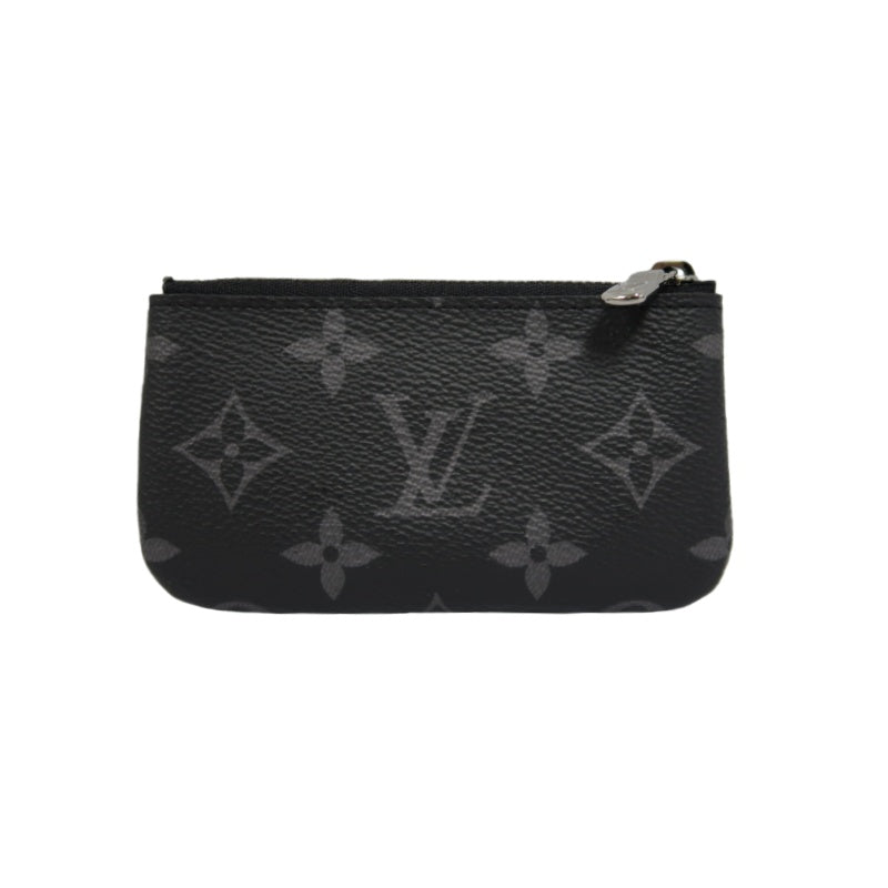 LOUIS VUITTON Monogram Reverse Pochette Cles Coin Purse PVC Black Silver Zipper Hardware