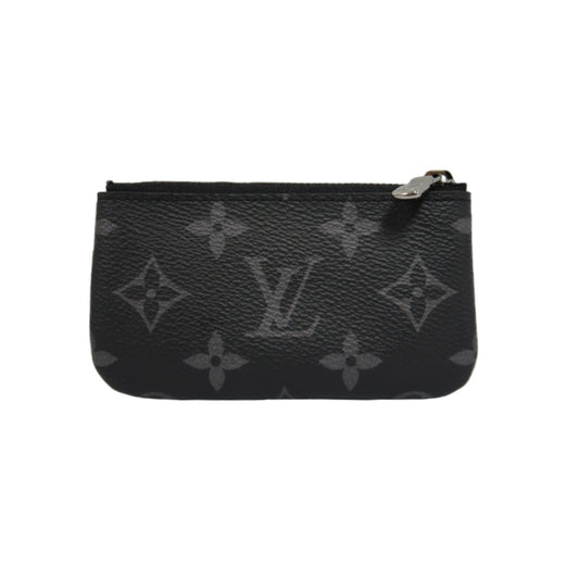 LOUIS VUITTON Monogram Reverse Pochette Cles Coin Purse PVC Black Silver Zipper Hardware