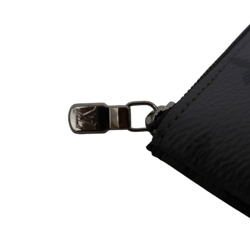 LOUIS VUITTON Monogram Reverse Pochette Cles Coin Purse PVC Black Silver Zipper Hardware
