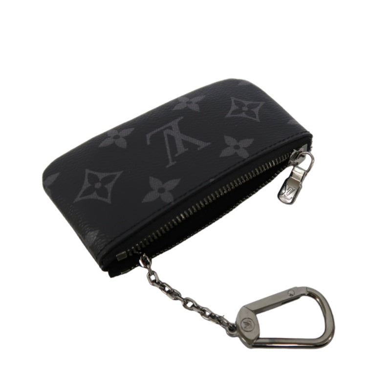 LOUIS VUITTON Monogram Reverse Pochette Cles Coin Purse PVC Black Silver Zipper Hardware