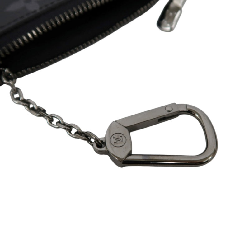 LOUIS VUITTON Monogram Reverse Pochette Cles Coin Purse PVC Black Silver Zipper Hardware