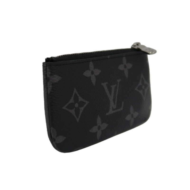LOUIS VUITTON Monogram Reverse Pochette Cles Coin Purse PVC Black Silver Zipper Hardware