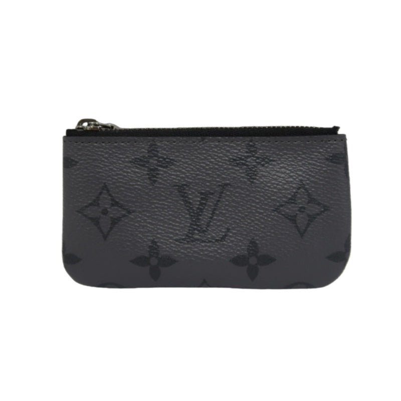 LOUIS VUITTON Monogram Reverse Pochette Cles Coin Purse PVC Black Silver Zipper Hardware