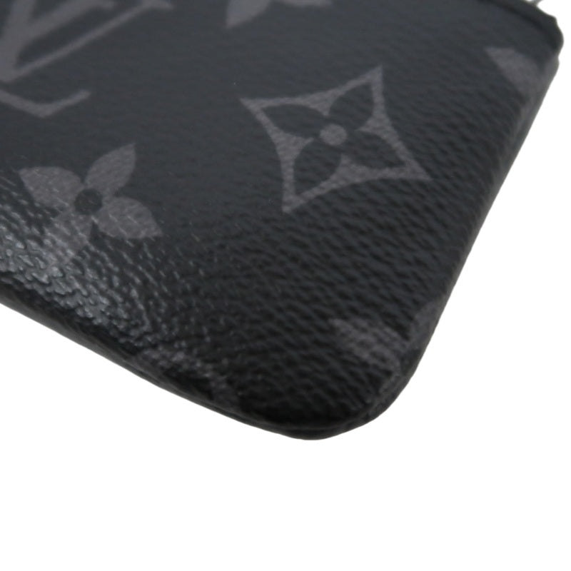 LOUIS VUITTON Monogram Reverse Pochette Cles Coin Purse PVC Black Silver Zipper Hardware