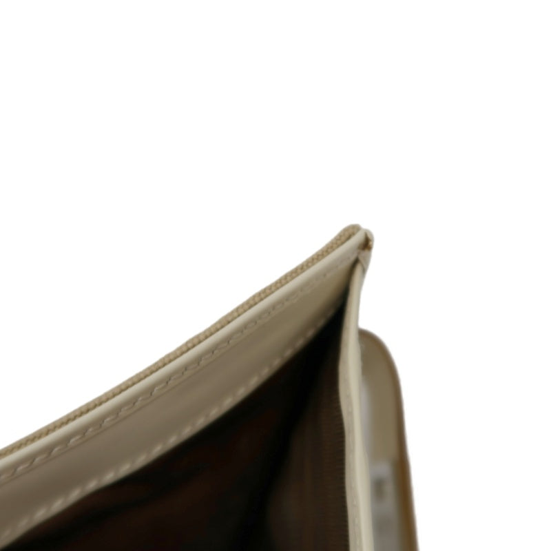 SALVATORE FERRAGAMO GANCINI BIFOLD WALLET CANVAS LEATHER BEIGE SILVER GANCINI BUCKLE HARDWARE
