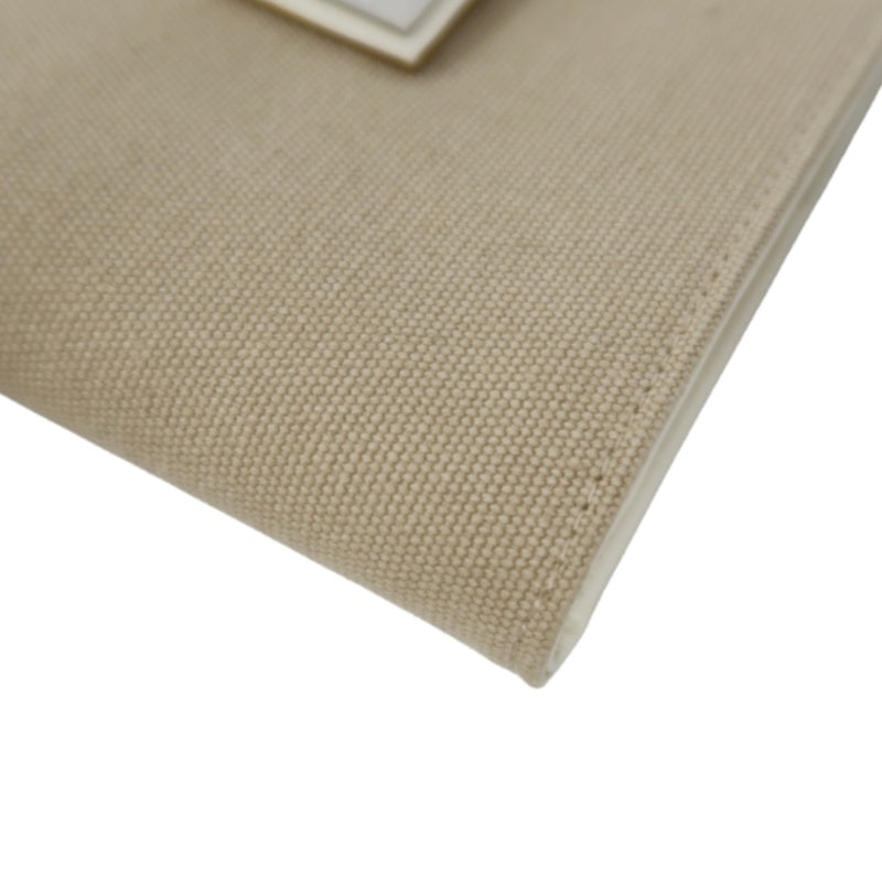 SALVATORE FERRAGAMO GANCINI BIFOLD WALLET CANVAS LEATHER BEIGE SILVER GANCINI BUCKLE HARDWARE