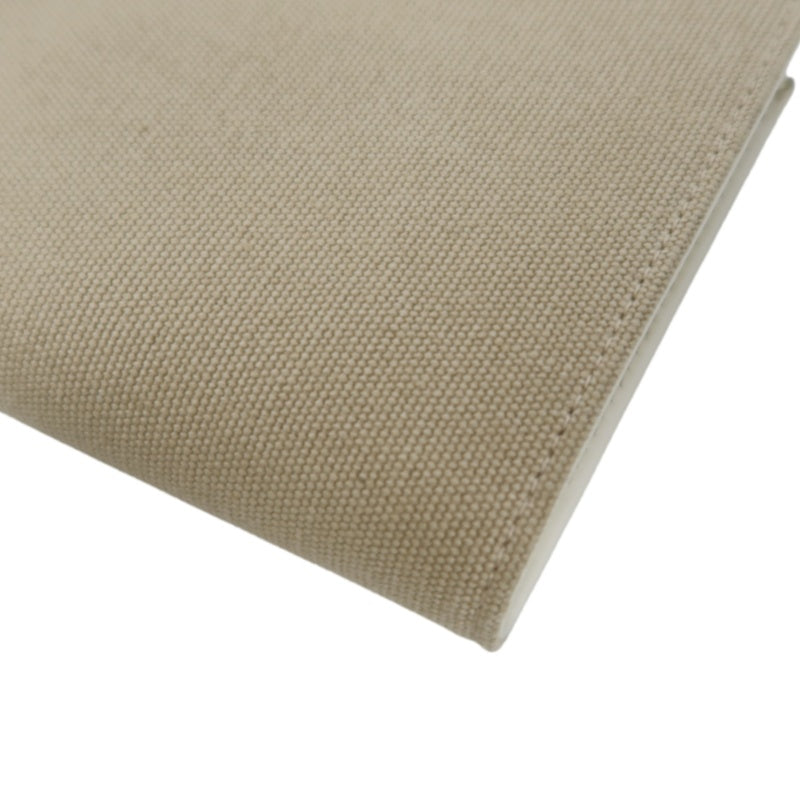 SALVATORE FERRAGAMO GANCINI BIFOLD WALLET CANVAS LEATHER BEIGE SILVER GANCINI BUCKLE HARDWARE