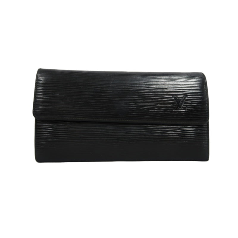 LOUIS VUITTON Epi Leather Long Snap Wallet Black