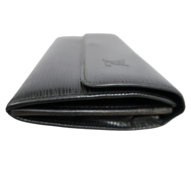 LOUIS VUITTON Epi Leather Long Snap Wallet Black