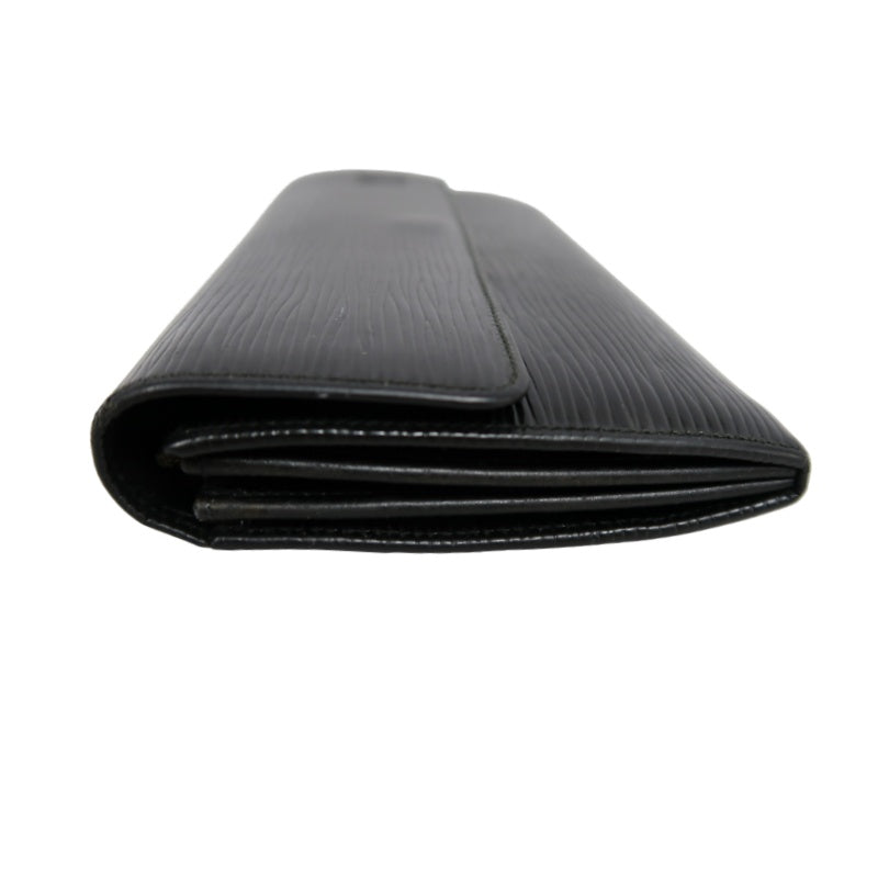 LOUIS VUITTON Epi Leather Long Snap Wallet Black