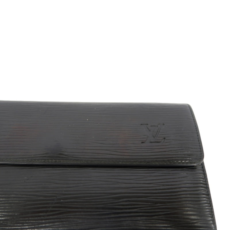 LOUIS VUITTON Epi Leather Long Snap Wallet Black
