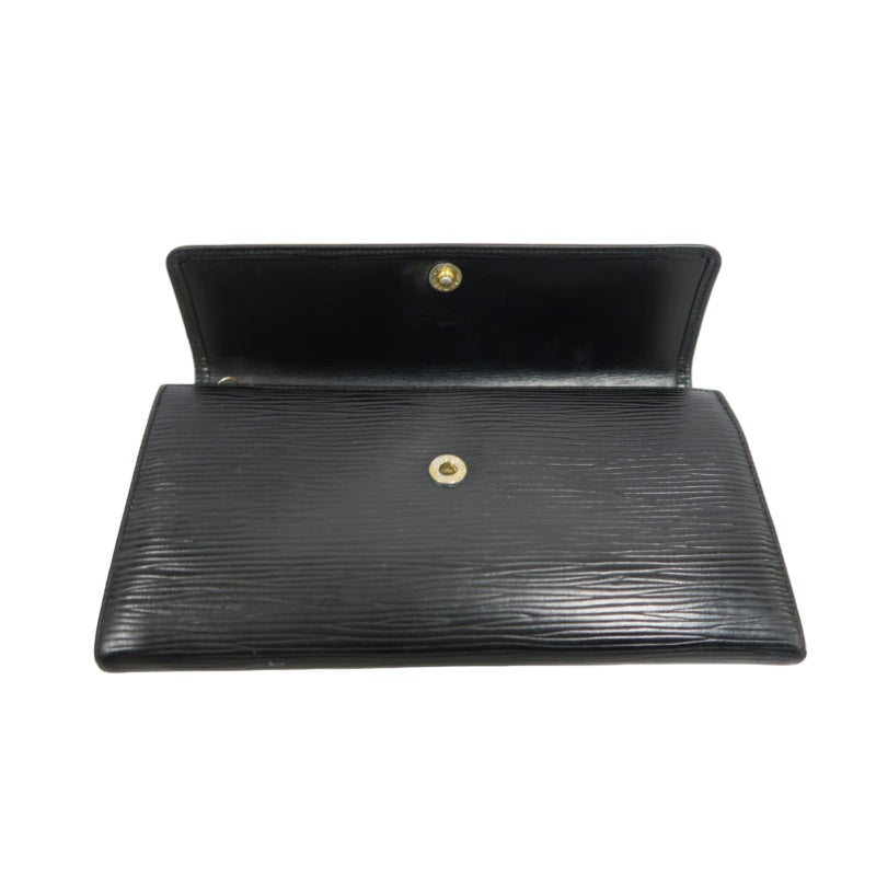 LOUIS VUITTON Epi Leather Long Snap Wallet Black