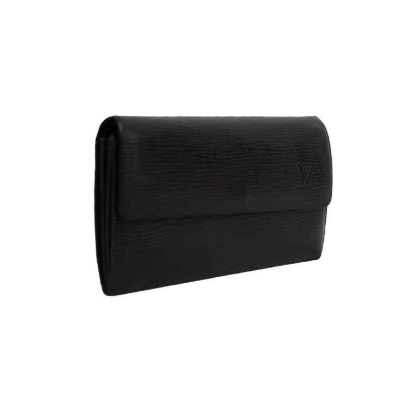LOUIS VUITTON Epi Leather Long Snap Wallet Black