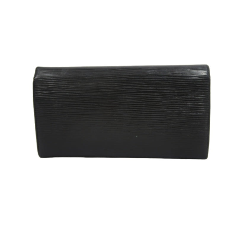 LOUIS VUITTON Epi Leather Long Snap Wallet Black