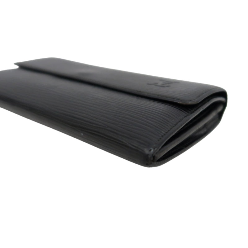 LOUIS VUITTON Epi Leather Long Snap Wallet Black