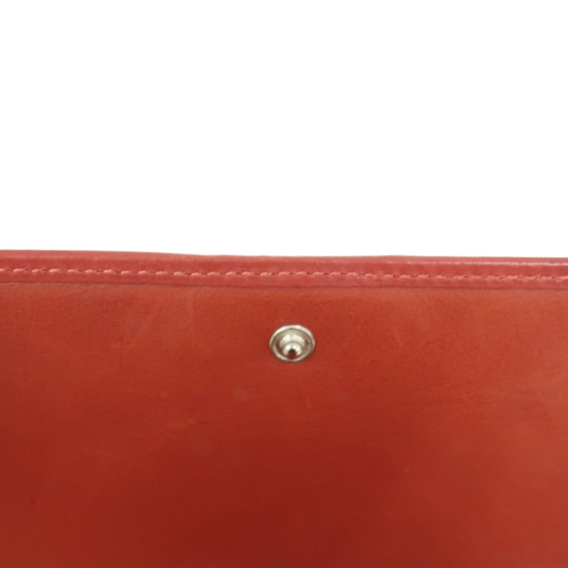 COACH Leather Long Snap Wallet Red With Stitching Detail
