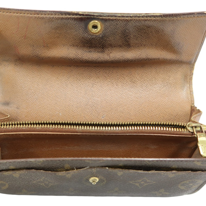 LOUIS VUITTON MONOGRAM PORTEFEUILLE SARAH LONG WALLET PVC LEATHER BROWN GOLD BUTTON HARDWARE