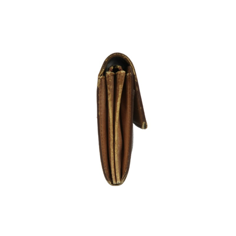 LOUIS VUITTON MONOGRAM PORTEFEUILLE SARAH LONG WALLET PVC LEATHER BROWN GOLD BUTTON HARDWARE