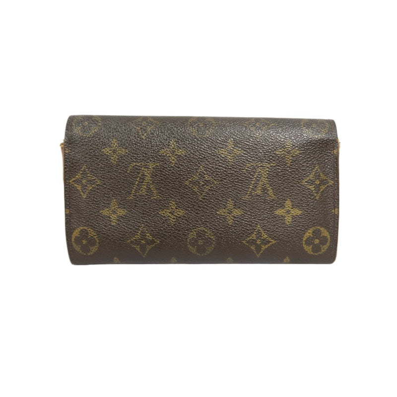 LOUIS VUITTON MONOGRAM PORTEFEUILLE SARAH LONG WALLET PVC LEATHER BROWN GOLD BUTTON HARDWARE