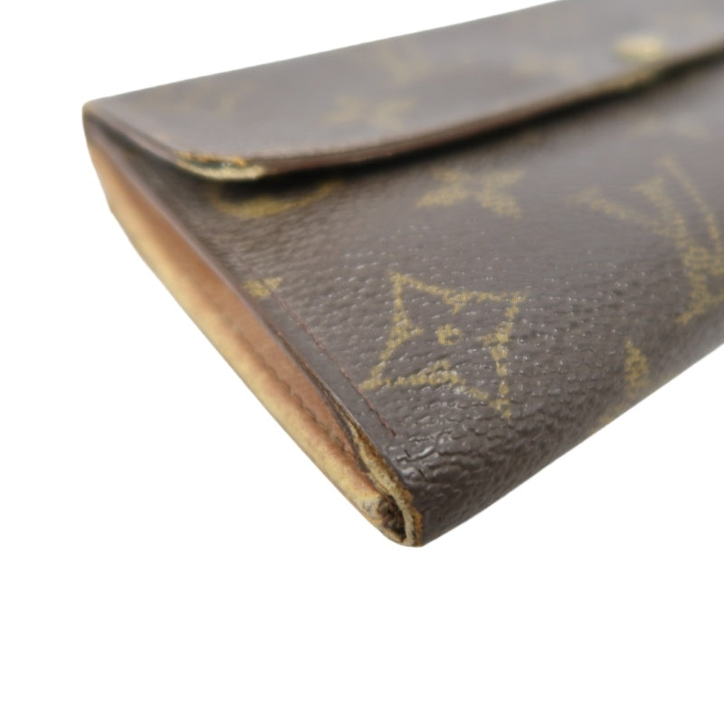 LOUIS VUITTON MONOGRAM PORTEFEUILLE SARAH LONG WALLET PVC LEATHER BROWN GOLD BUTTON HARDWARE