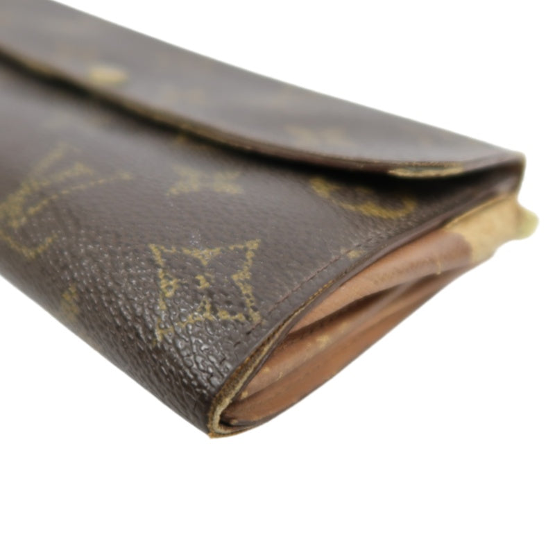 LOUIS VUITTON MONOGRAM PORTEFEUILLE SARAH LONG WALLET PVC LEATHER BROWN GOLD BUTTON HARDWARE