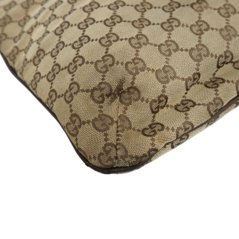 GUCCI GG Canvas Tote Bag Beige×Brown With Shoulder Strap Silver Hardware