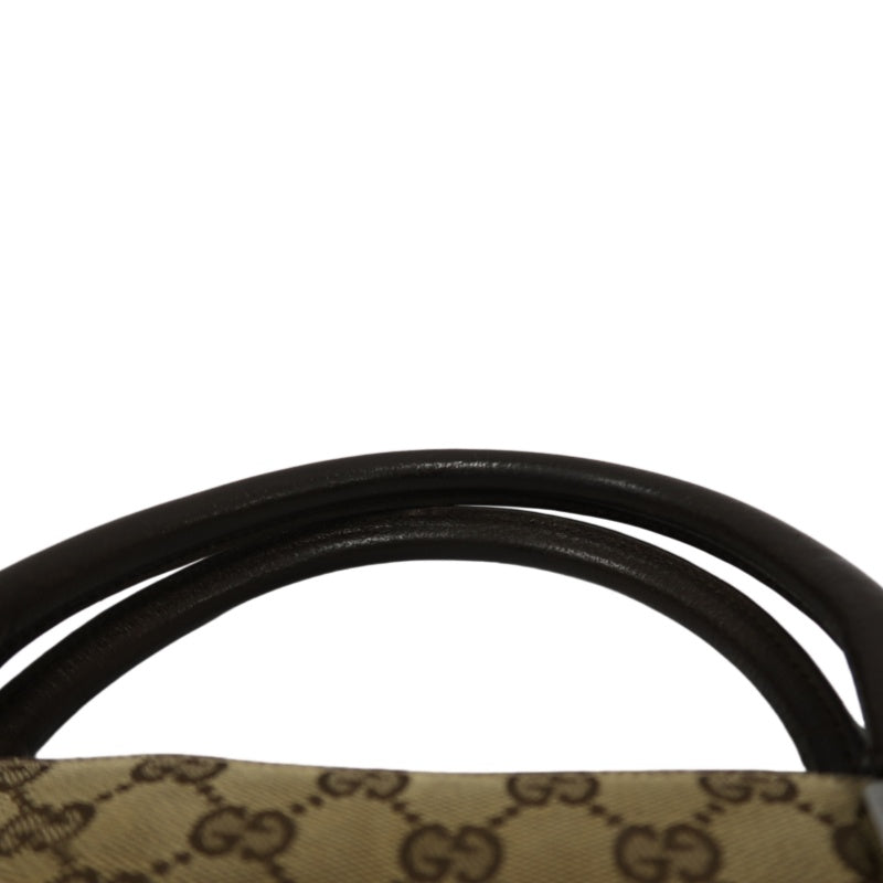 GUCCI GG Canvas Tote Bag Beige×Brown With Shoulder Strap Silver Hardware