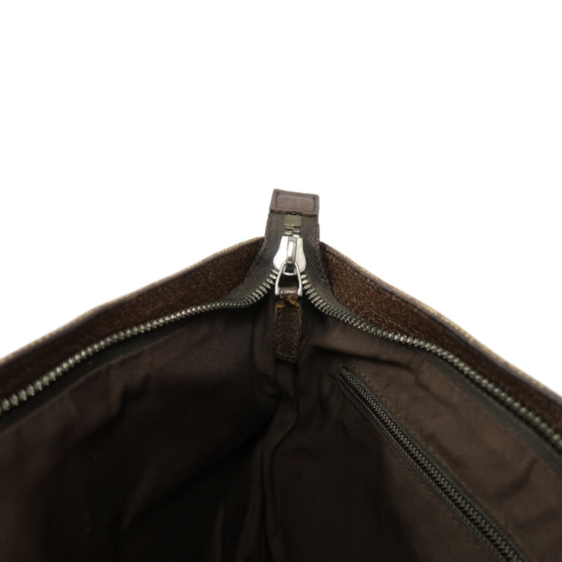 GUCCI GG Canvas Tote Bag Beige×Brown With Shoulder Strap Silver Hardware