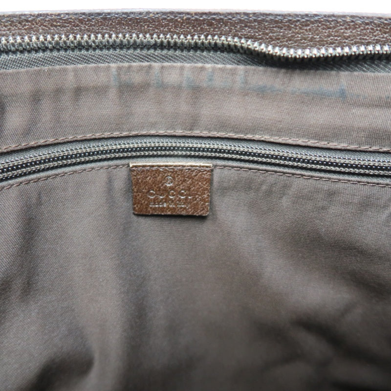 GUCCI GG Canvas Tote Bag Beige×Brown With Shoulder Strap Silver Hardware