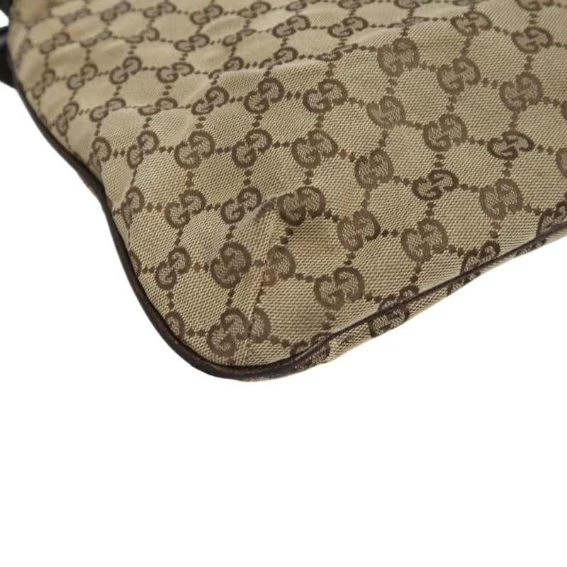 GUCCI GG Canvas Tote Bag Beige×Brown With Shoulder Strap Silver Hardware