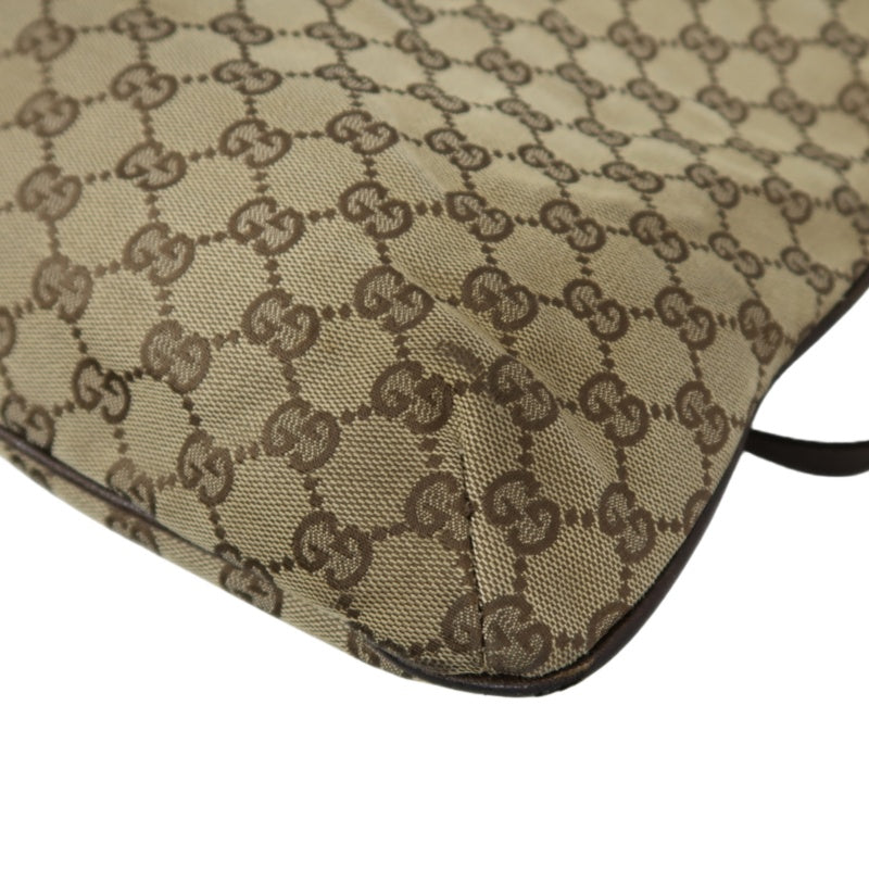GUCCI GG Canvas Tote Bag Beige×Brown With Shoulder Strap Silver Hardware