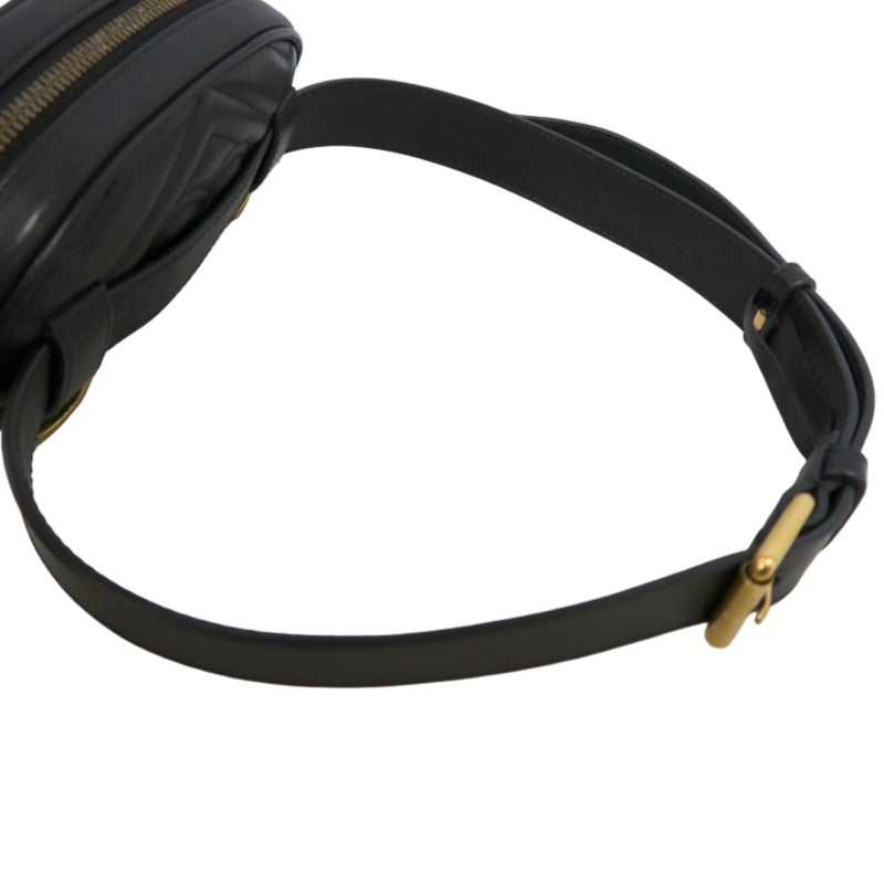 GUCCI Quilted Leather Belt Waist Pouch, Black Lambskin with Gold Hardware, Comes with Dust Bag