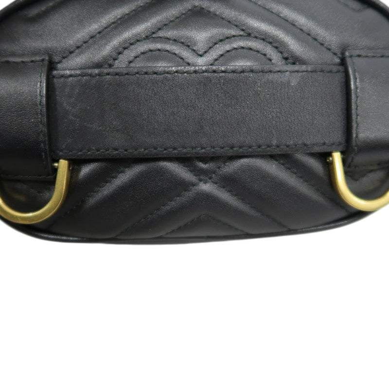 GUCCI Quilted Leather Belt Waist Pouch, Black Lambskin with Gold Hardware, Comes with Dust Bag