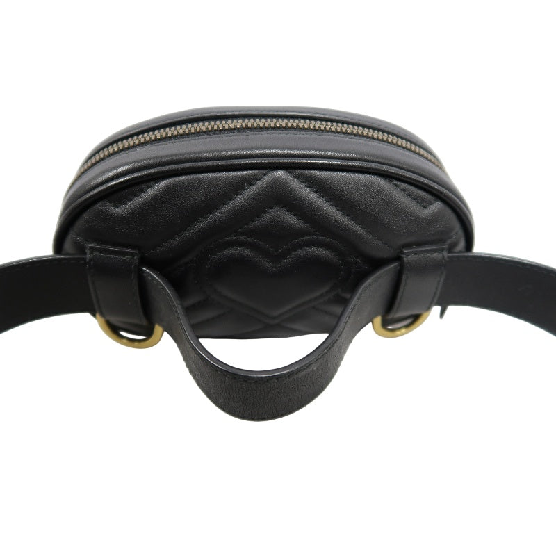 GUCCI Quilted Leather Belt Waist Pouch, Black Lambskin with Gold Hardware, Comes with Dust Bag