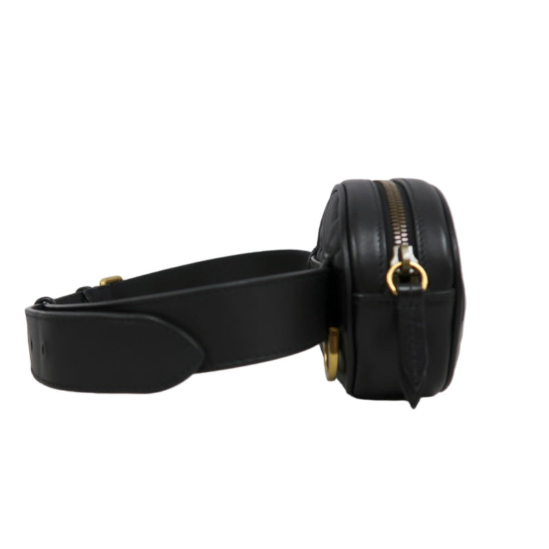 GUCCI Quilted Leather Belt Waist Pouch, Black Lambskin with Gold Hardware, Comes with Dust Bag