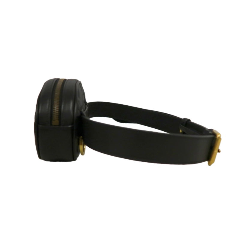GUCCI Quilted Leather Belt Waist Pouch, Black Lambskin with Gold Hardware, Comes with Dust Bag