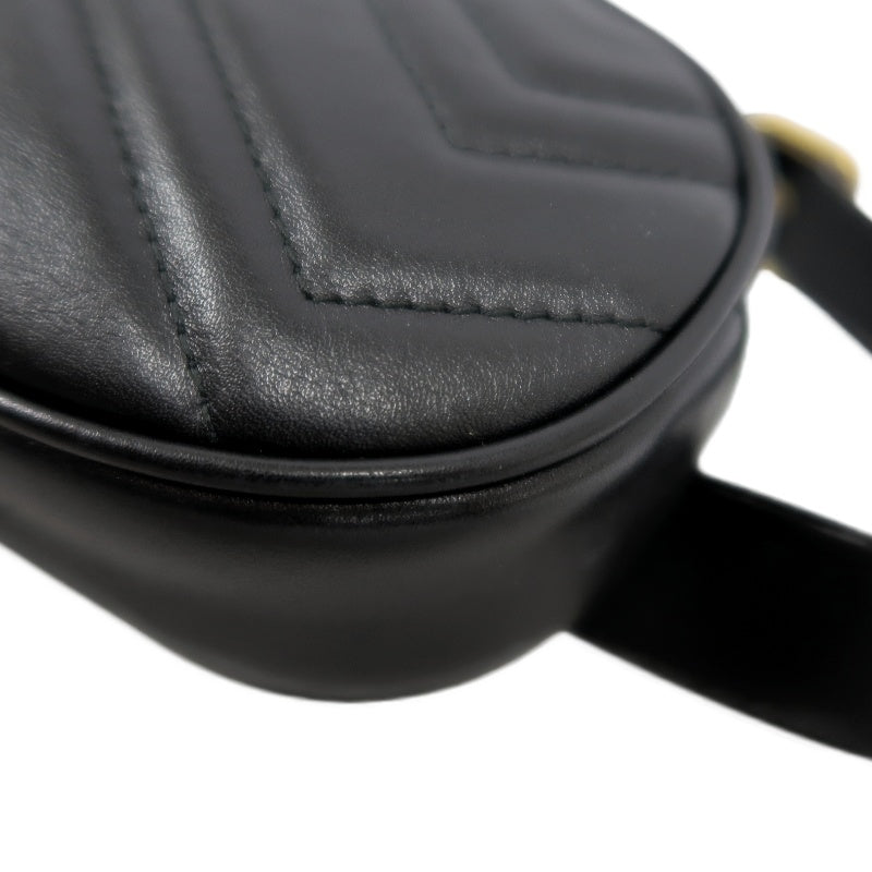 GUCCI Quilted Leather Belt Waist Pouch, Black Lambskin with Gold Hardware, Comes with Dust Bag