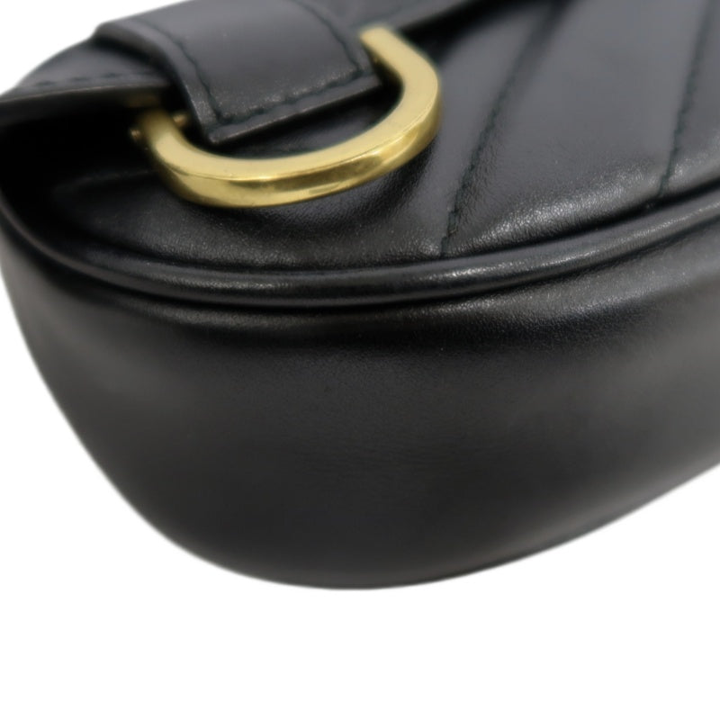 GUCCI Quilted Leather Belt Waist Pouch, Black Lambskin with Gold Hardware, Comes with Dust Bag