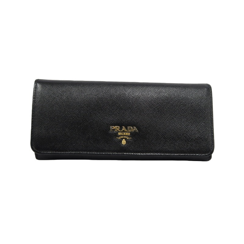 PRADA Saffiano Wallet, Black, Gold Hardware, With Original Box