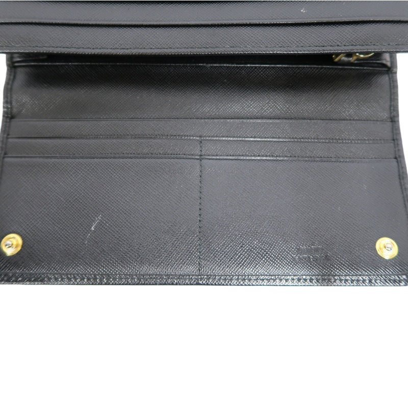 PRADA Saffiano Wallet, Black, Gold Hardware, With Original Box