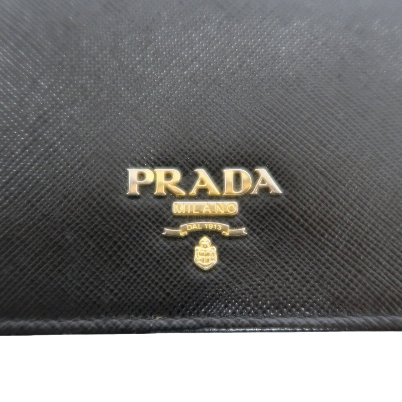 PRADA Saffiano Wallet, Black, Gold Hardware, With Original Box