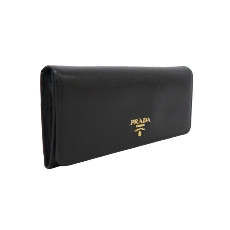 PRADA Saffiano Wallet, Black, Gold Hardware, With Original Box