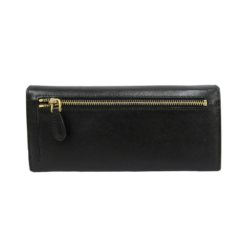 PRADA Saffiano Wallet, Black, Gold Hardware, With Original Box