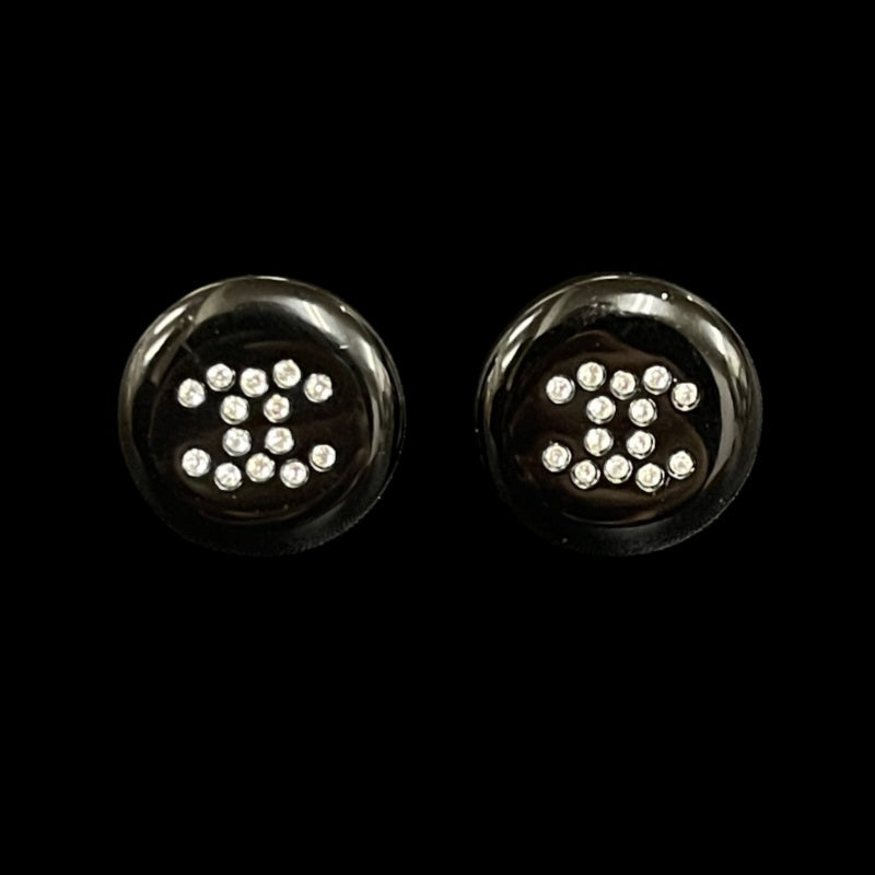 Chanel Black Alloy Rhinestone Earrings