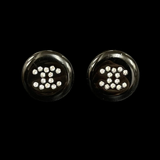 Chanel Black Alloy Rhinestone Earrings